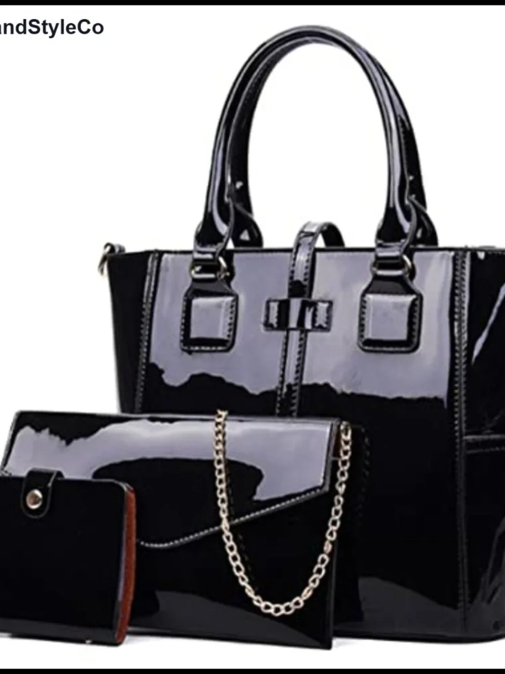 3-Piece Set Patent Leather Handbag Large Capacity Shoulder Bags Women's